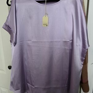 JODIFL Lilac Satin Short Sleeve Blouse